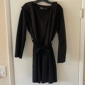 Zara wrap coat with a hood.  Black size M